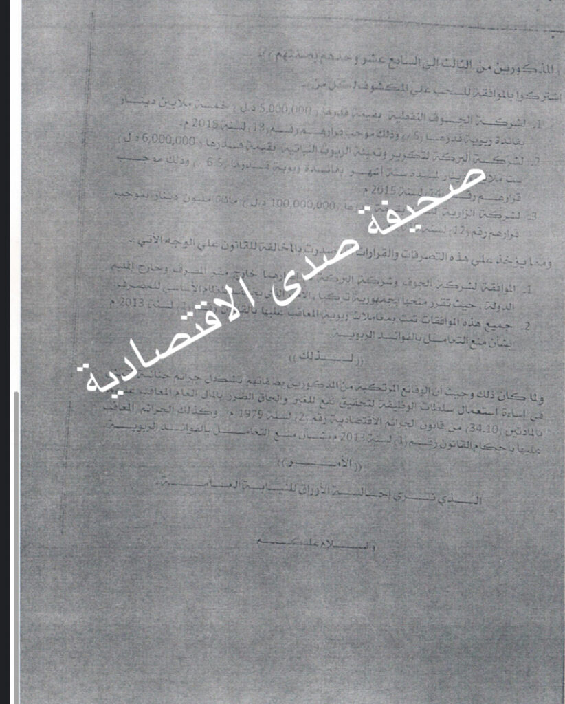 خاص: بالوثائق.. "صدى" تنفرد بنشر مذكرة اتهام المسؤولين بالتجاري الوطني .. مع الاشارة إلى الحصول على فوائد ربوية بالمخالفة ... تعرف على التفاصيل