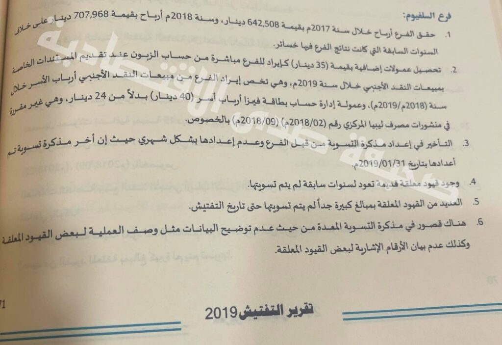 خاص.. تقرير التفتيش 2019 بمركزي البيضاء يفصح عن عمليتي اختلاس بمصرف الجمهورية فرعي "السلفيوم والمرج"