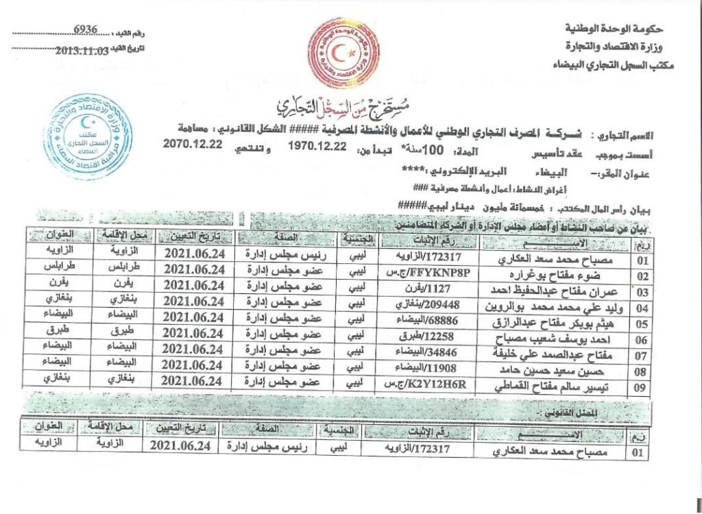 "الحبري" يخاطب المصارف العامة والمتخصصة بالإعتداد السجل التجاري الخاص بالعكاري بالتجاري الوطني