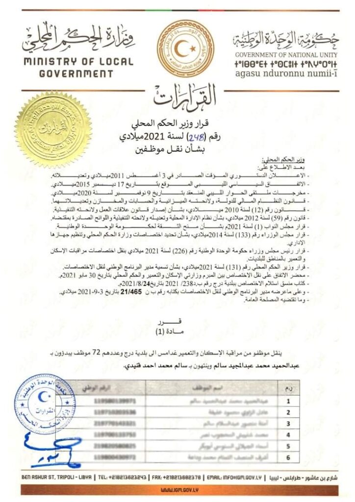 بدر الدين التومي يصدر عدداً من القرارات بشأن نقل الموظفين واعتماد تسليم واستلام الأصول والمنقولات ومشروعات ذات طابع محلي