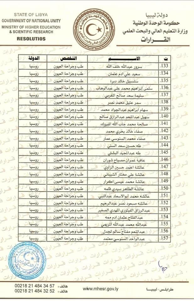 وزارة التعليم العالي توفد عدداً من أصحاب التخصصات النادرة إلى دولة روسيا