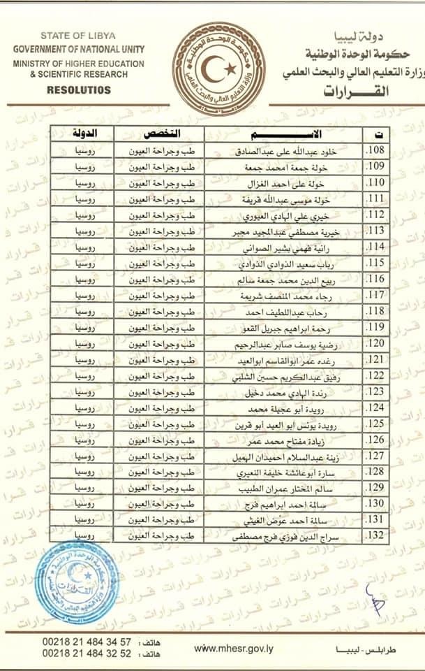 وزارة التعليم العالي توفد عدداً من أصحاب التخصصات النادرة إلى دولة روسيا