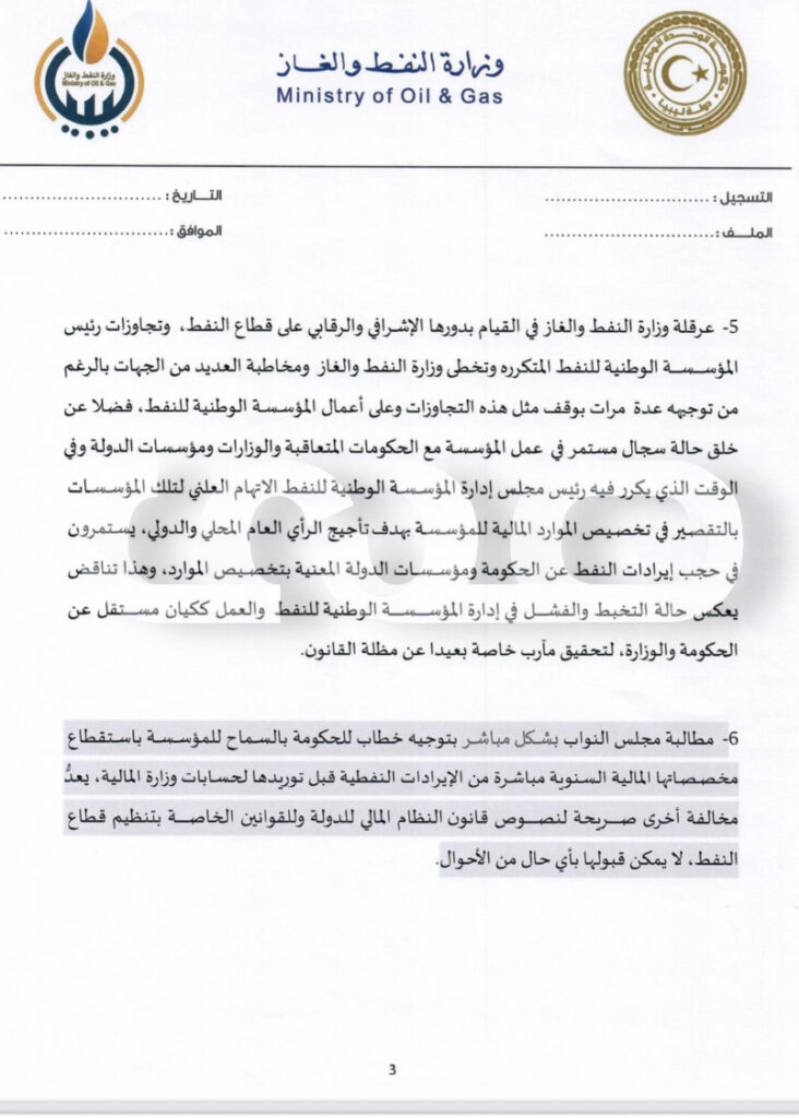 بالوثائق..وزير النفط: قرارات صنع الله سببت عجز بميزان المدفوعات كما رتبت ديناً عاماً على الحكومة اتجاه مصرف ليبيا المركزي