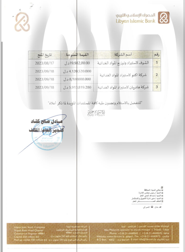 خاص..بالوثائق: على خطى شركاتهم "هارديان لاستيراد الغذائية" مِلك لآل الدوادي .. وهذه حجم تمويلاتها الموقوفة