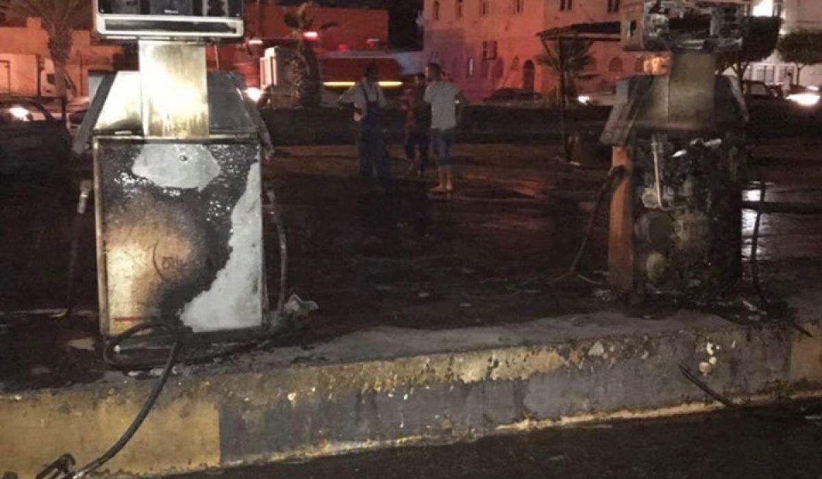 حريق بمحطة الوقود (99) التابعة لشركة الشرارة الذهبية للخدمات النفطية