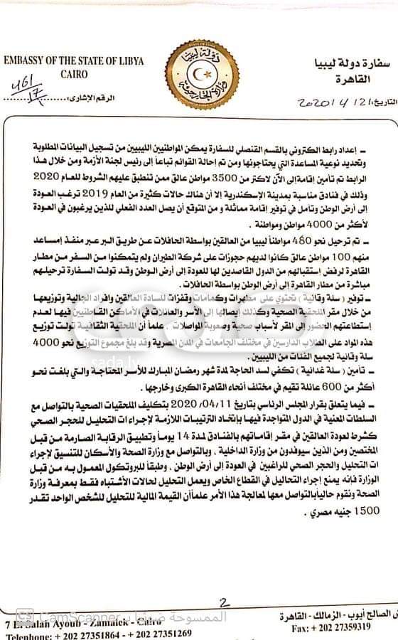 60 ألف دولار يوميًا قيمة مصروفات سفارة ليبيا بالقاهرة بسبب الليبيين العالقين