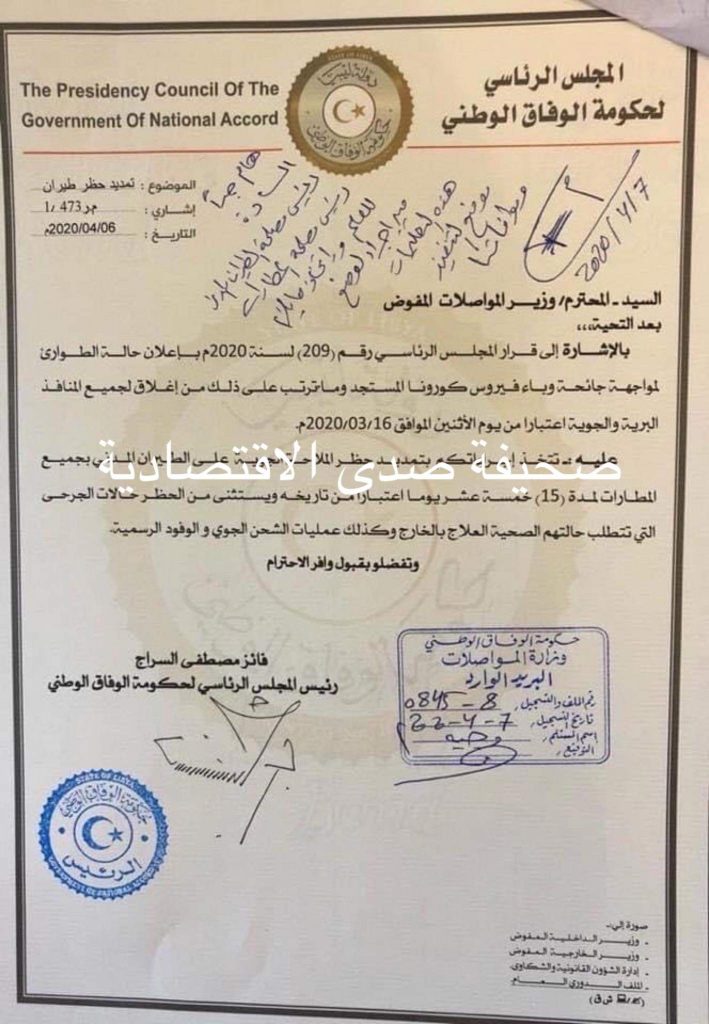 خاص… الرئاسي يمدد فترة حظر الملاحة الجوية ويستثني بعض الرحلات