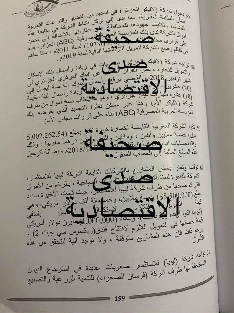 خاص: تقرير الرقابة 2019 يكشف تعثر الأوضاع المالية لعدد من شركات الليبية للاستثمارات ...و تفشي الفساد بالسودانية للاستثمار و تآكل رأس مالها