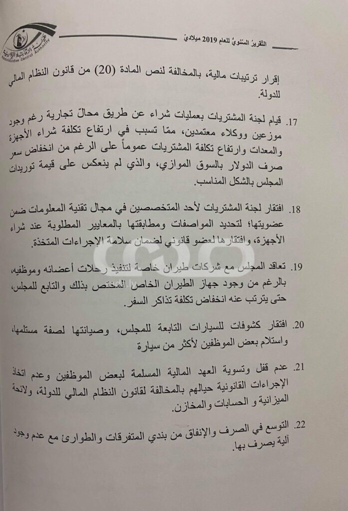 حصري لصدى: تقرير الرقابة الإدارية 2019 يكشف عن مخالفات كبيرة و إهدار جديد للمال العام من قبل "الرئاسي"