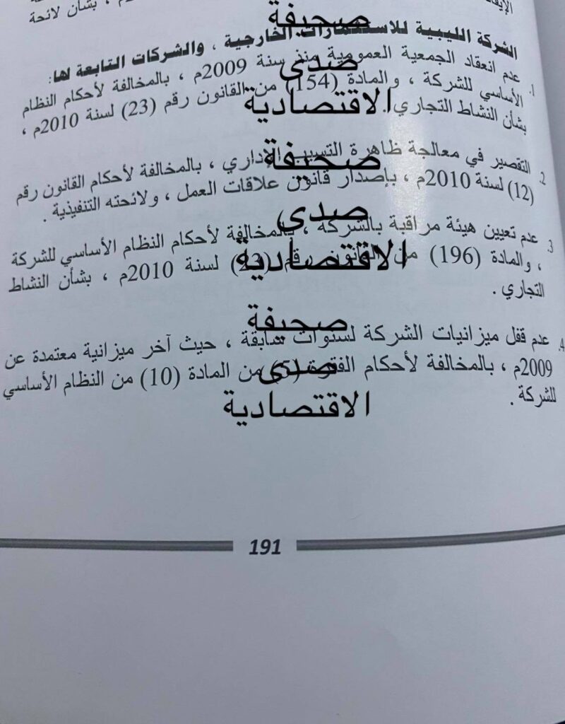 حصري لصدى .. فساد كبير وخسائر تكشفها "الرقابة الإدارية" بتقريرها لسنة 2019 تخص الليبية للاستثمارات الخارجية والشركات التابعة لها