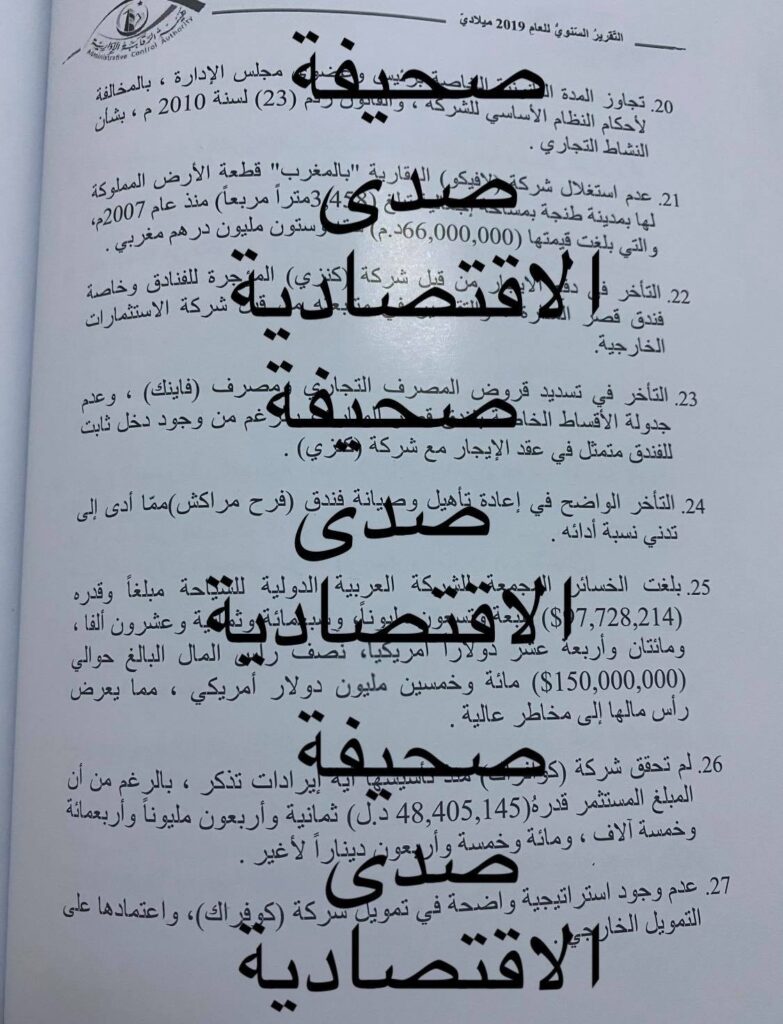 حصري لصدى .. فساد كبير وخسائر تكشفها "الرقابة الإدارية" بتقريرها لسنة 2019 تخص الليبية للاستثمارات الخارجية والشركات التابعة لها