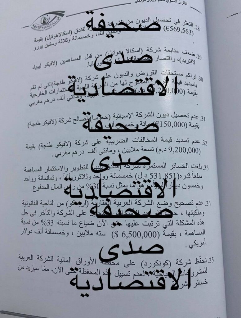 حصري لصدى .. فساد كبير وخسائر تكشفها "الرقابة الإدارية" بتقريرها لسنة 2019 تخص الليبية للاستثمارات الخارجية والشركات التابعة لها