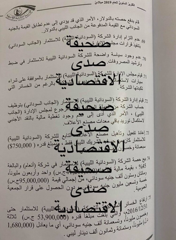 خاص: تقرير الرقابة 2019 يكشف تدخل المليشيات اليمنية بعمل إحدى الشركات الليبية التابعة للاستثمار هناك و مطالبتها بتقديم مساعدات مالية .. و الاستيلاء على أحد الفندق التابعة لها