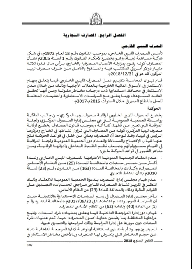 من ضمنها قيام مديره العام بشراء سندات تجاوزت مليار دولار .. ديوان المحاسبة يكشف عدة مخالفات للمصرف الخارجي