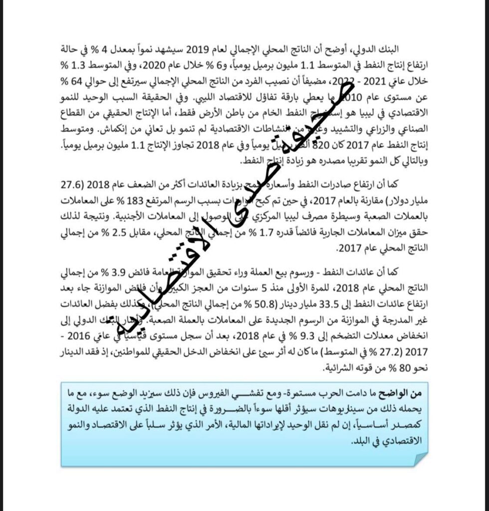 خاص: "صدى" تنفرد بنشر تقرير آثار جائحة كورونا على الاقتصاد الليبي..تعرف على التفاصيل