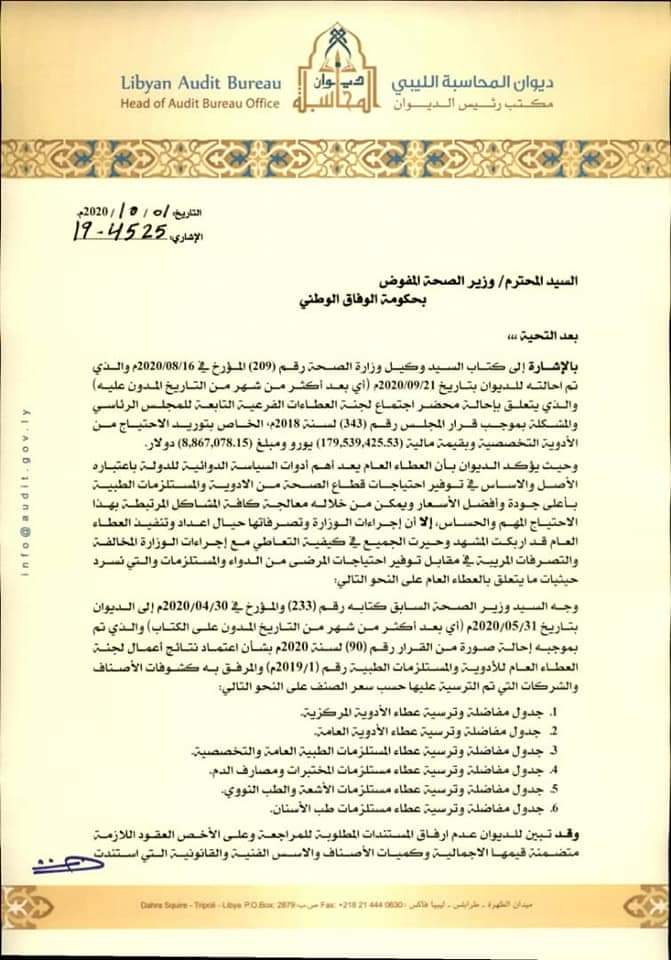 "شكشك" يمهل وزارة الصحة خمسة أيام لاستكمال إجراءات العطاء العام للأدوية والبالغ قيمته حوالي 187 مليون يورو