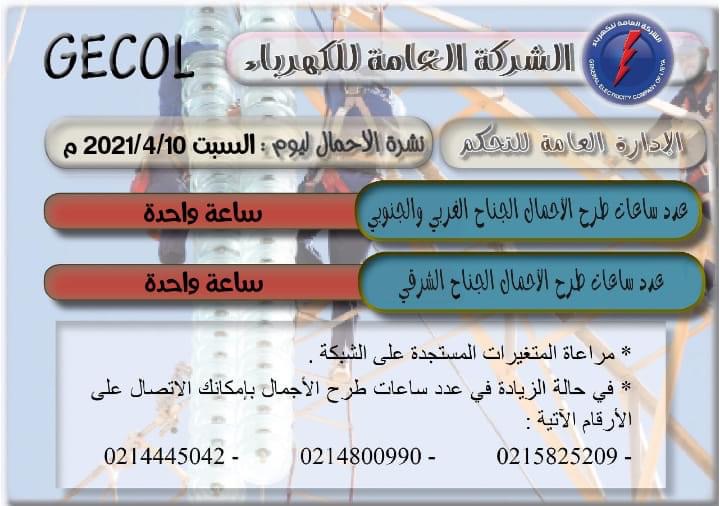 العامة للكهرباء تعلن عن عدد ساعات طرح الأحمال لليوم السبت