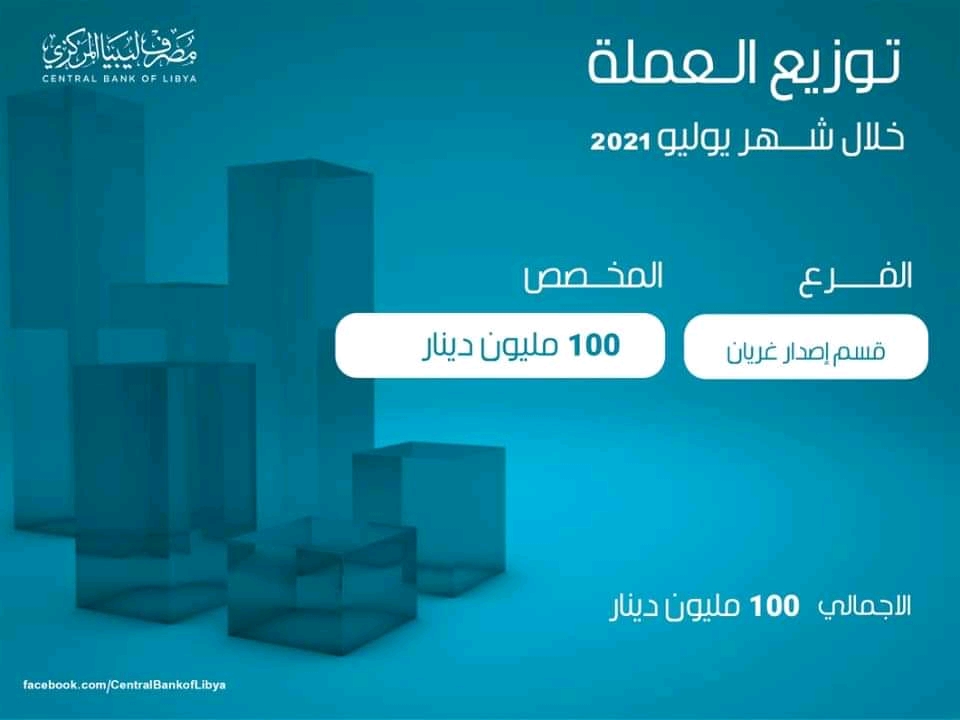 المركزي يعلن عن مخصصات توزيع العملة للمصارف التجارية خلال شهر يوليو