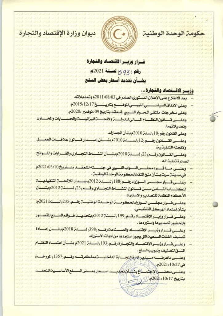 الحويج يصدر قرار بشأن تحديد أسعار بعض السلع
