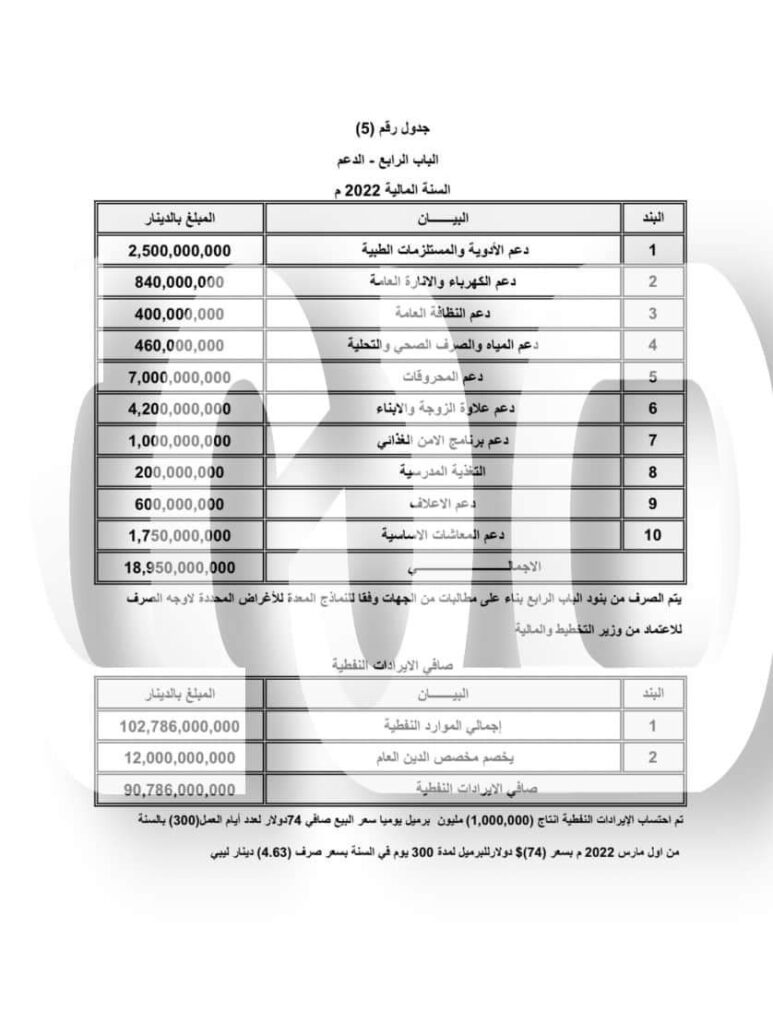 خاص: صدى الاقتصادية تتحصل على بنود ميزانية الحكومة الليبية برئاسة "فتحي باشاغا" بالكامل