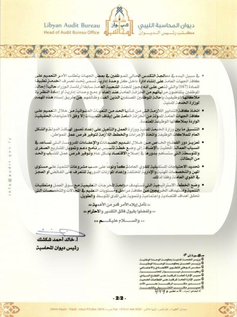 خاص.. "شكشك" يخاطب الدبيبة بخصوص تضخم أعداد العاملين بالقطاع العام