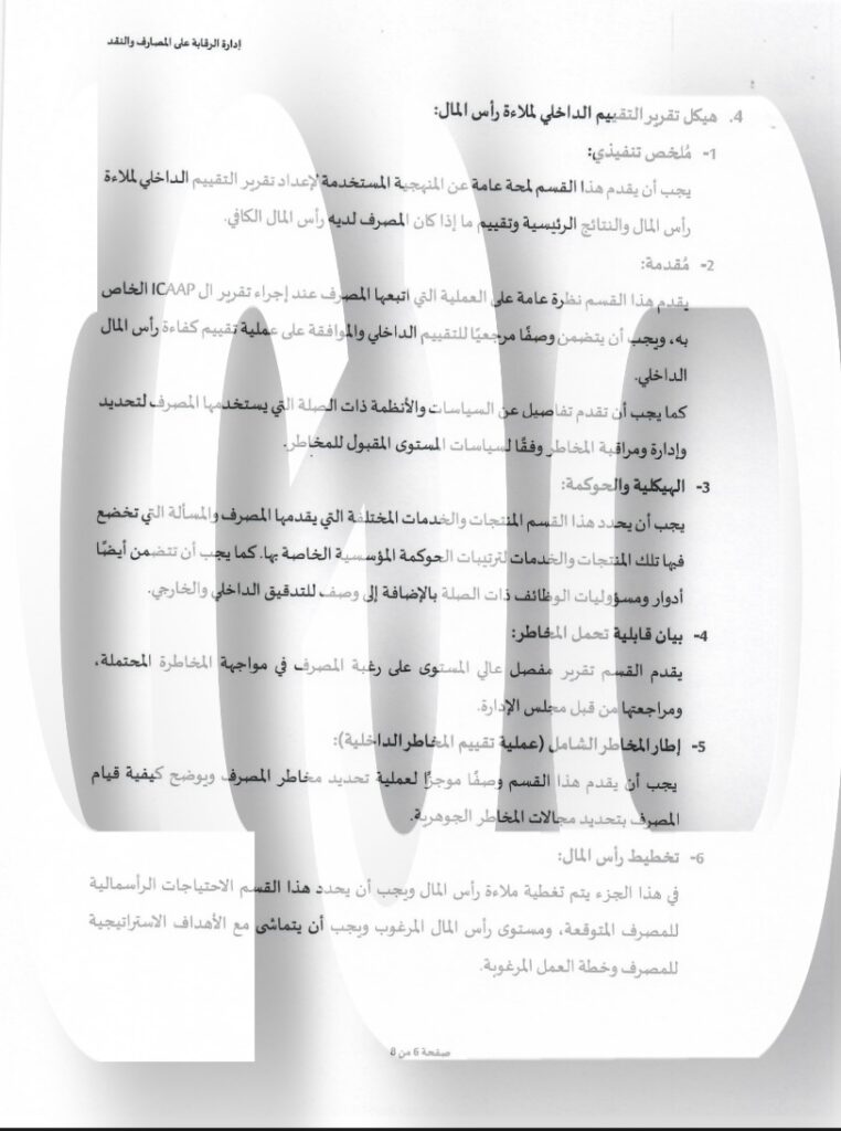 خاص.. إدارة الرقابة بالمركزي تراسل المصارف بخصوص دليل تقرير التقييم الداخلي لملاءة رأس مالها