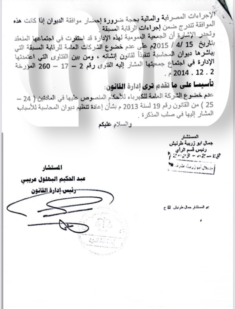 خاص... فتوى إدارة القانون بشأن خضوع الشركات لرقابة ديوان المحاسبة المسبقة .. تابع كافة التفاصيل