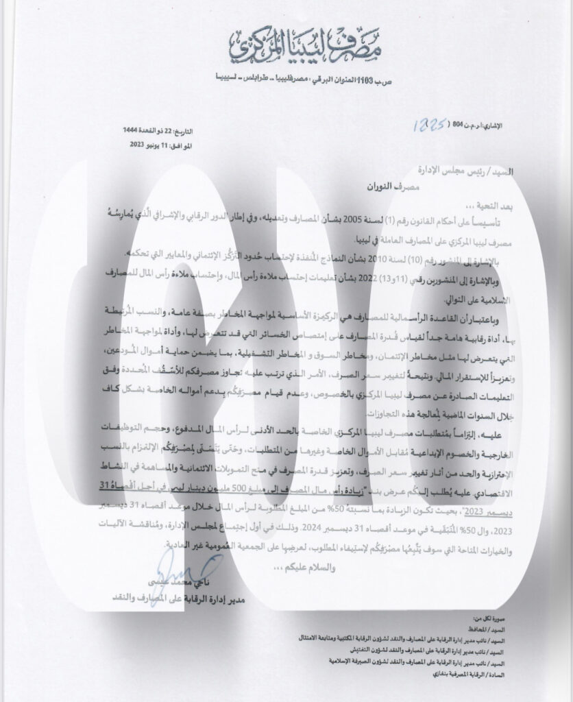 خاص.. "المركزي" للنوران: تعزيزاً لقدرة المصرف في منح التمويلات الائتمانية يجب رفع رأس المال