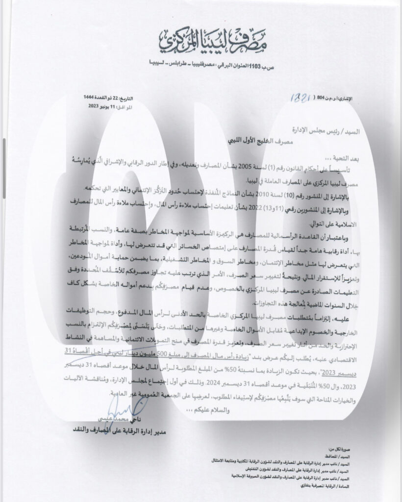 خاص: لقياس قدرة المصارف على امتصاص الخسائر.. المركزي يراسل الخليج الأول لزيادة رأس ماله إلى 500 مليون