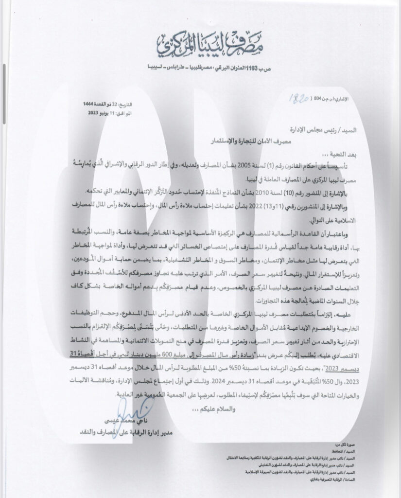 خاص.. "المركزي" لمصرف الأمان: زيادة رأس المال إلى 600 مليون لمواجهة المخاطر بصفة عامة