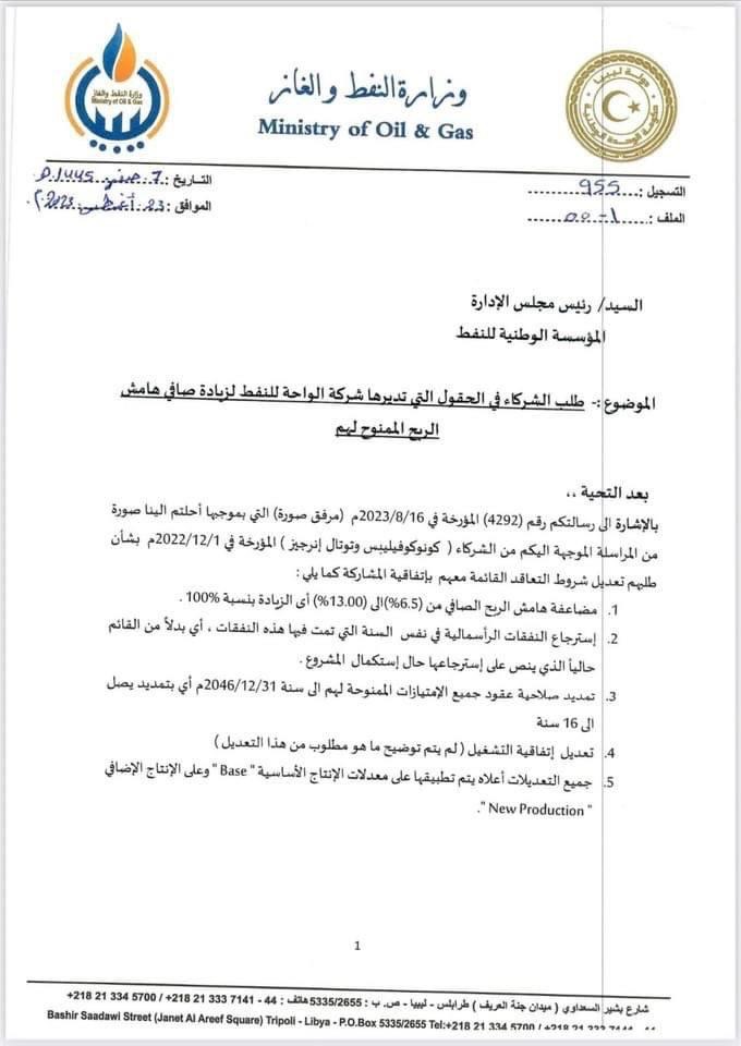 خاص.. "عون" يراسل بن قدارة بشأن طلب الشركاء زيادة صافي هامش الربح في الحقول