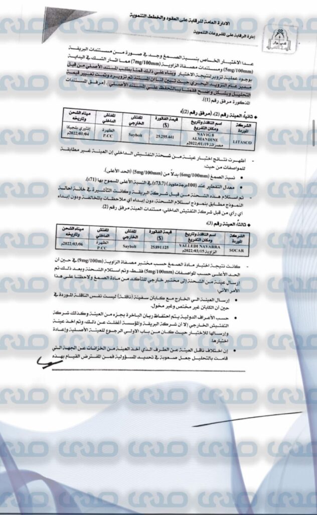 خاص.. رغم تقارير الديوان التي تثبت تورطها في توريد البنزين المغشوش.. مؤسسة النفط تقبل التسوية مع الشركة المتهمة بموافقة من شكشك
