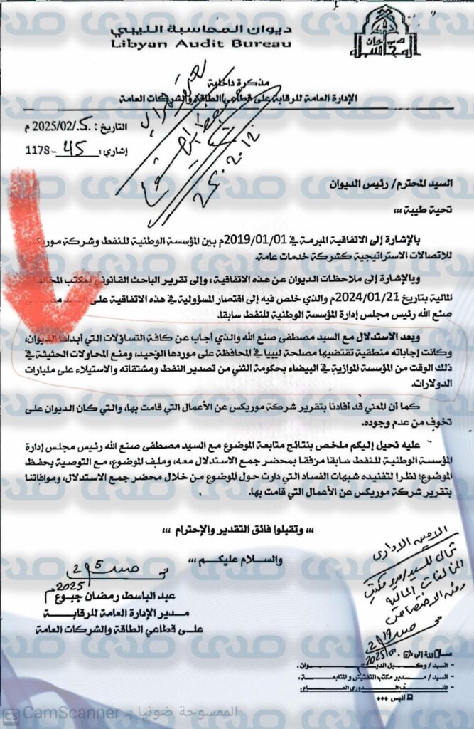 خاص.. مشيراً إلى صنع الله.. ديوان المحاسبة يؤكد تحقيقه في ملف إتفاقية مؤسسة النفط وموريكس للإتصالات.. وهذه النتائج