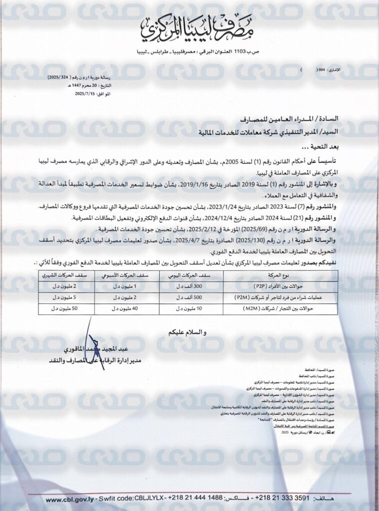 خاص.. المركزي يصدر تعليماته بتعديل أسقف التحويل بين المصارف عبر خدمة الدفع الفوري