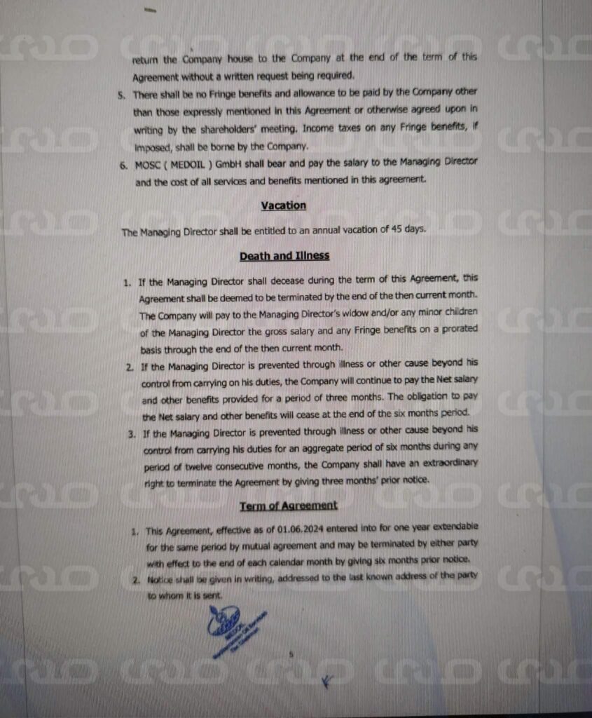 خاص..عقد مبرم بين رئيس السابق والحالي لمؤسسة النفط يكشف امتيازات “مسعود سليمان”راتب باليورو وزيادات سنوية وصلاحيات واسعة