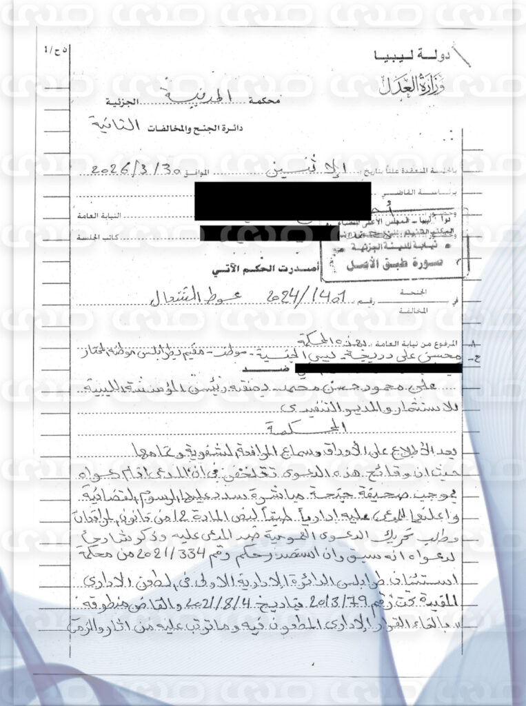 خاص.. محكمة جنوب طرابلس تصدر حكماً بحبس رئيس مؤسسة الاستثمار "علي محمود" سنة كاملة وعزله من وظيفته