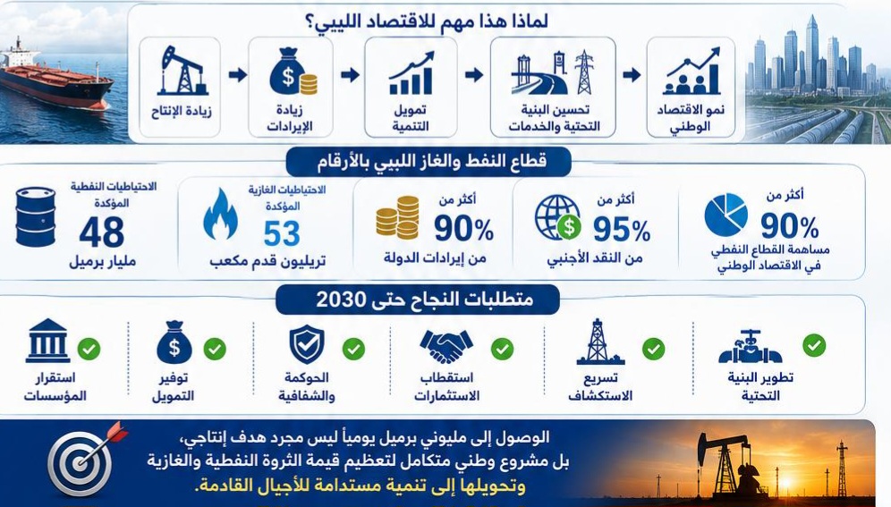 الشلوي: الركائز الاستراتيجية للمؤسسة الوطنية للنفط: بين طموح المليونين برميل يومياً ومتطلبات الإصلاح الاقتصادي