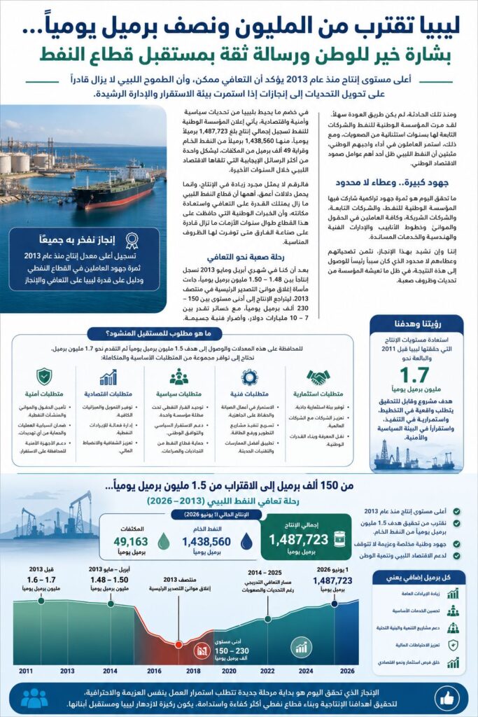 الشلوي: ليبيا تقترب من المليون ونصف برميل يومياً.. بشارة خير للوطن ورسالة ثقة بمستقبل قطاع النفط