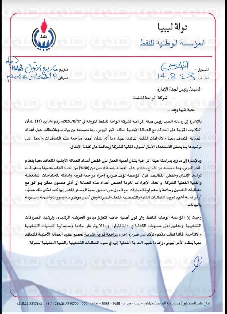 خاص.. نزيف الميزانيات باسم "الخبرات الأجنبية".. مؤسسة النفط تحاصر شبهات الهدر المالي في شركة الواحة