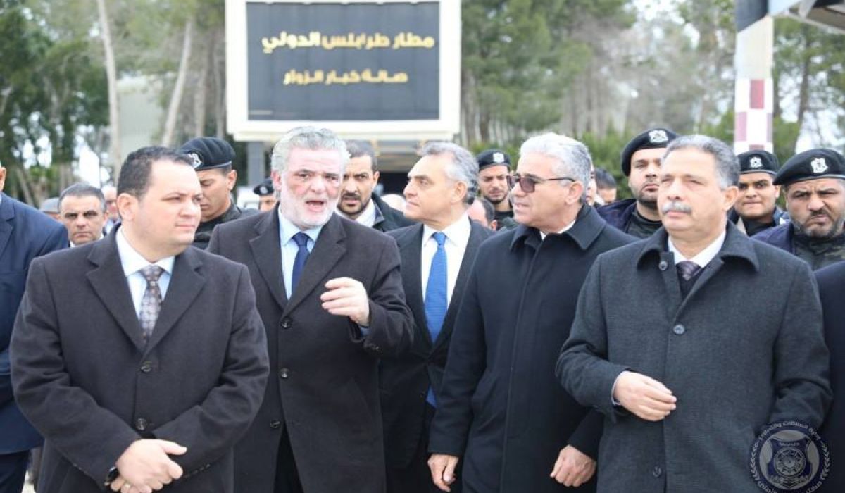 زيارة وزيري الداخلية والمواصلات وسفير ايطاليا لمطار طرابلس وتفقد المشاريع فيه