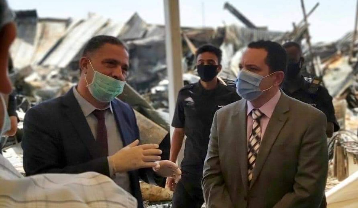 زيارة ميدانية لوزير مواصلات الوفاق إلى مطار مصراتة بعد احتراق صالة الركاب