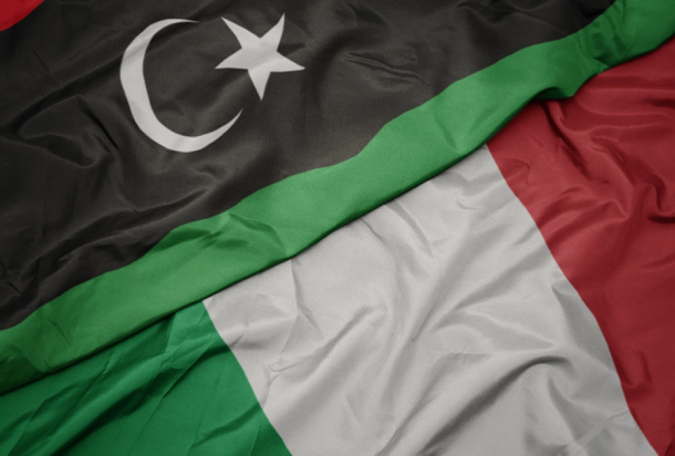 The Italian and Libyan flags
