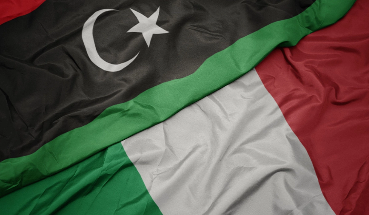 The Italian and Libyan flags