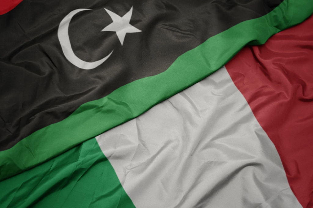 The Italian and Libyan flags