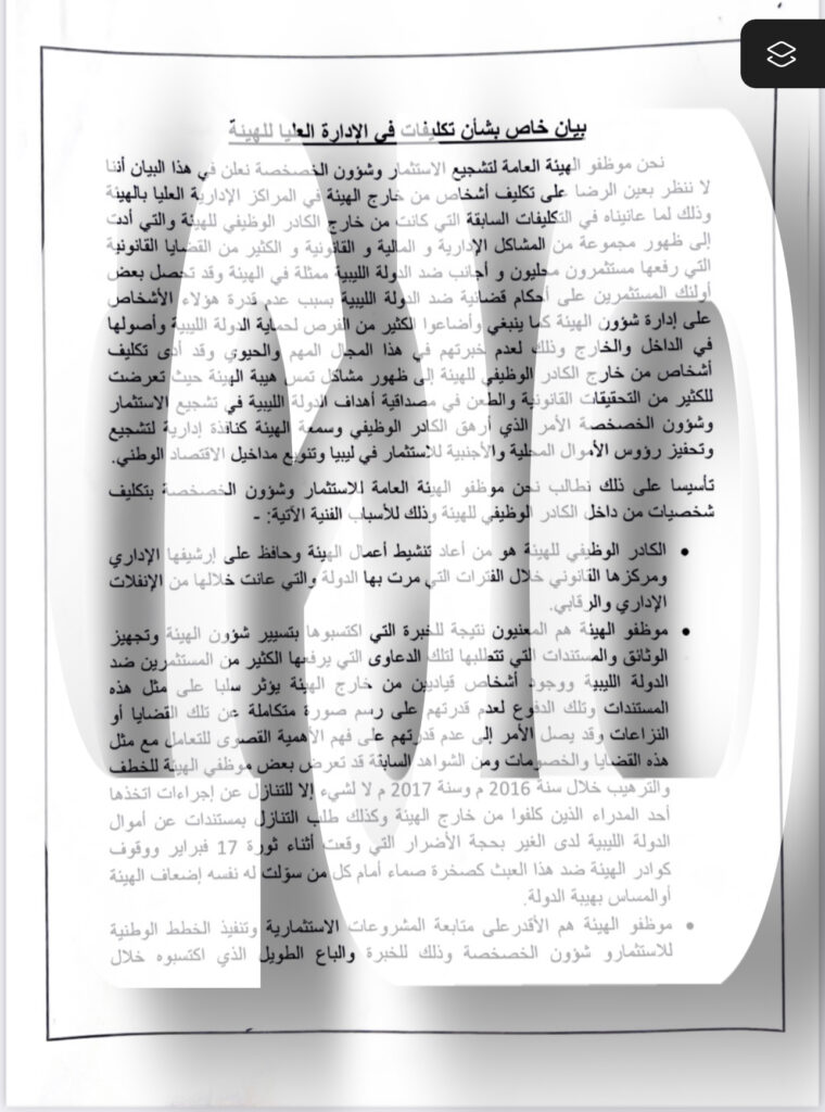 خاص.. موظفي هيئة تشجيع الاستثمار يعترضون على تكليف "الناجح" مديراً لها