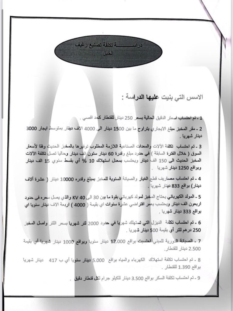 خاص.."صدى الاقتصادية" تتحصل على القيمة المقترحة من وزارة الاقتصاد لسعر بيع الخبز