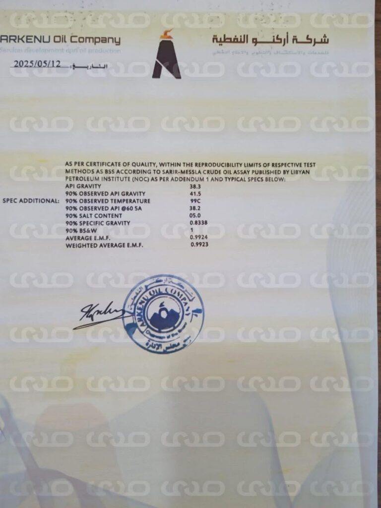 خاص.. بالمستندات.. أركنو تشحن 1.2 مليون برميل من النفط الليب